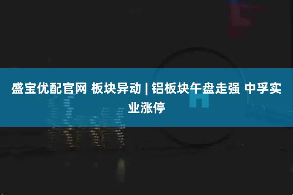 盛宝优配官网 板块异动 | 铝板块午盘走强 中孚实业涨停