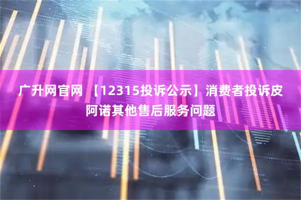广升网官网 【12315投诉公示】消费者投诉皮阿诺其他售后服务问题