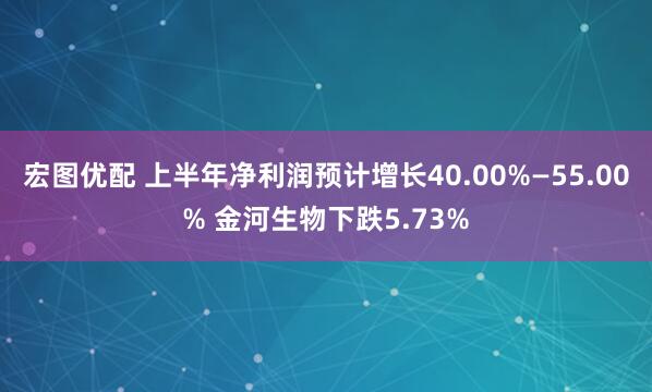 宏图优配 上半年净利润预计增长40.00%—55.00% 金河生物下跌5.73%