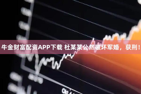 牛金财富配资APP下载 杜某某公然破坏军婚，获刑！