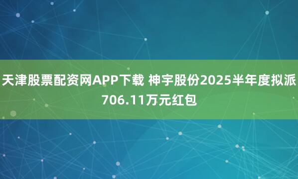 天津股票配资网APP下载 神宇股份2025半年度拟派706.11万元红包